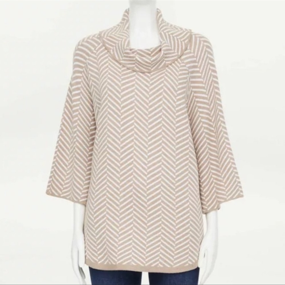 Loft Outlet M/L Beige Chevron Poncho Sweater